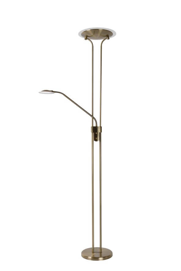 Second plan large du lampadaire en laiton sur fond neutre, sans accessoires