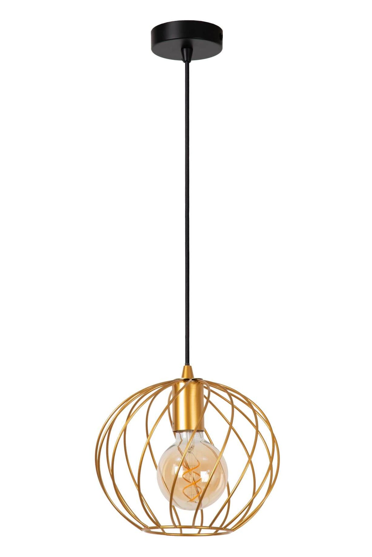 Suspension Danza dorée mat et noire, H 60 cm