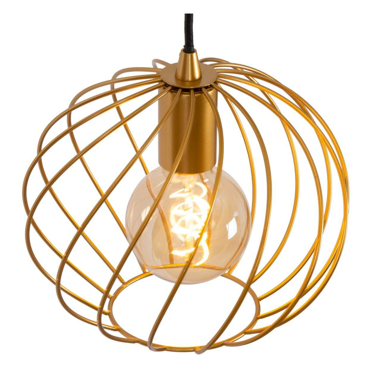 Suspension Danza dorée mat et noire, H 60 cm