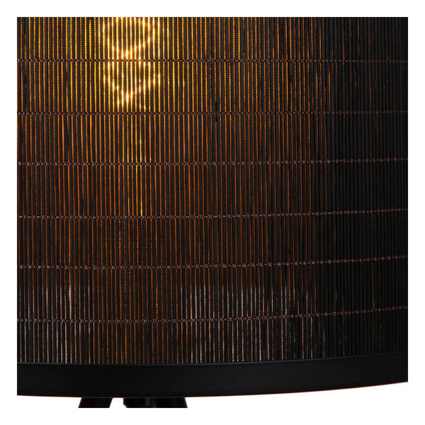 Lampadaire Tagalog noir et bois clair, rotin