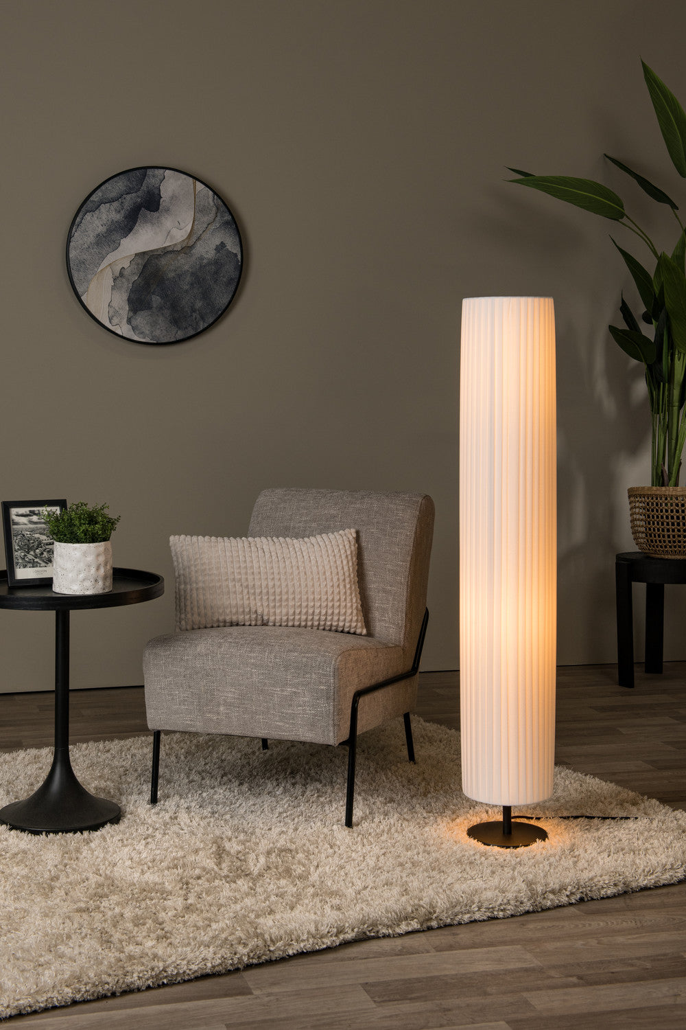 Lampadaire Fold 2 lumières blanc, tissu