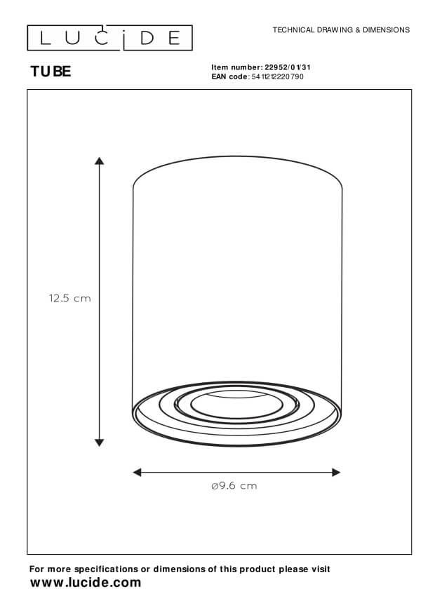 Plafonnier Tube blanc (22952/01/31)