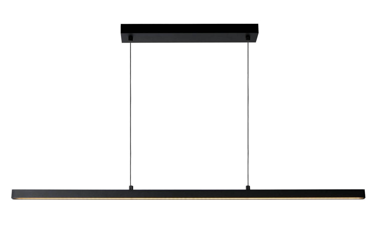 Vue rapprochée du profil noir mat et de la bande lumineuse dorée