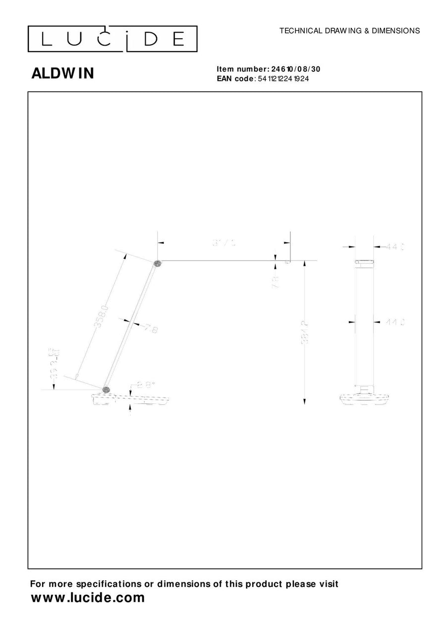 Lampe de bureau Aldwin noire et opale