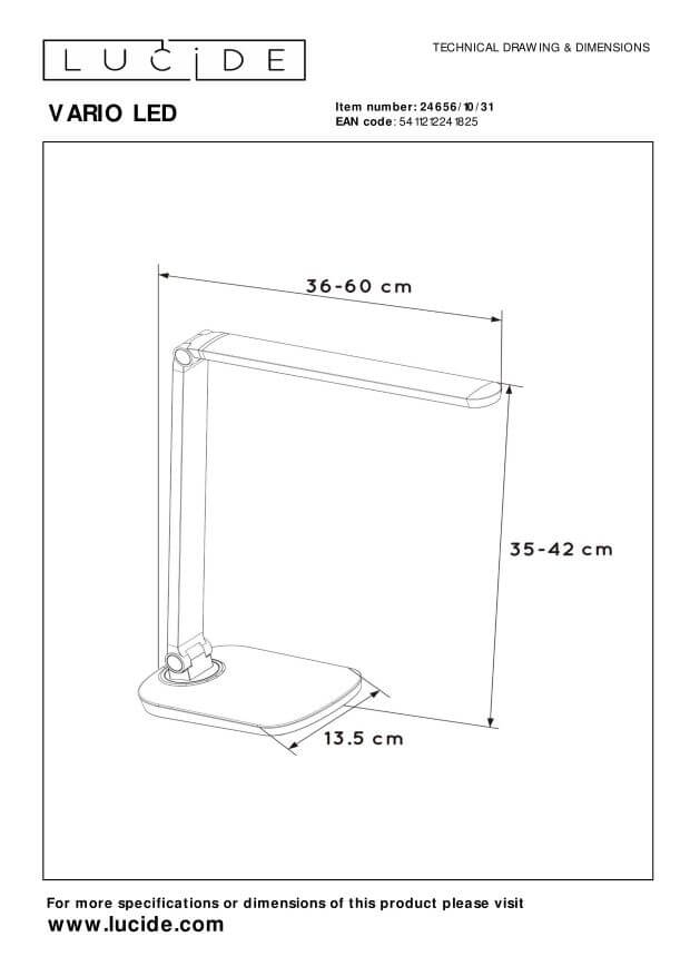 Lampe de bureau Vario blanche