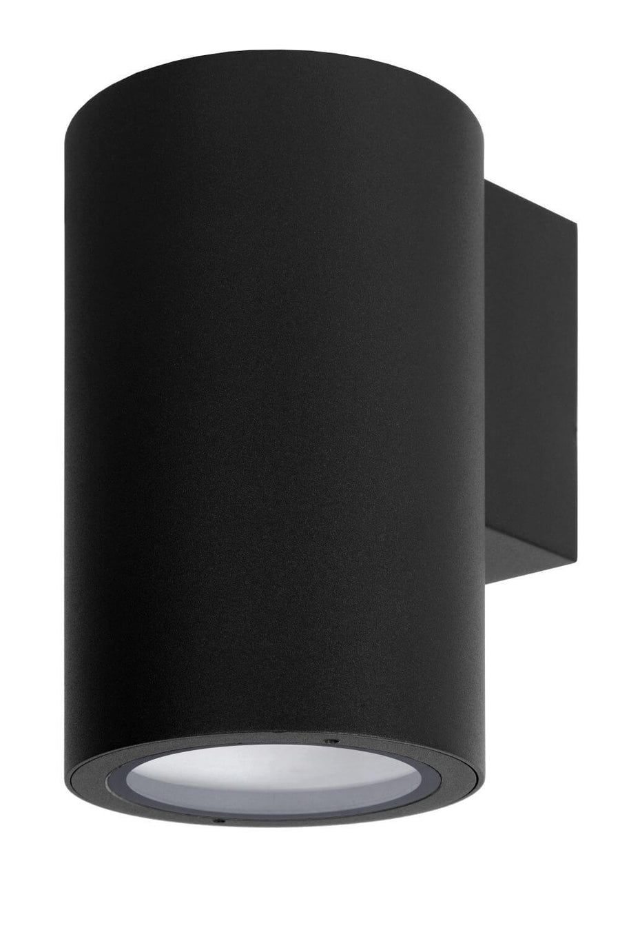 Vue de face du luminaire avec lumière blanche et finition noire mate