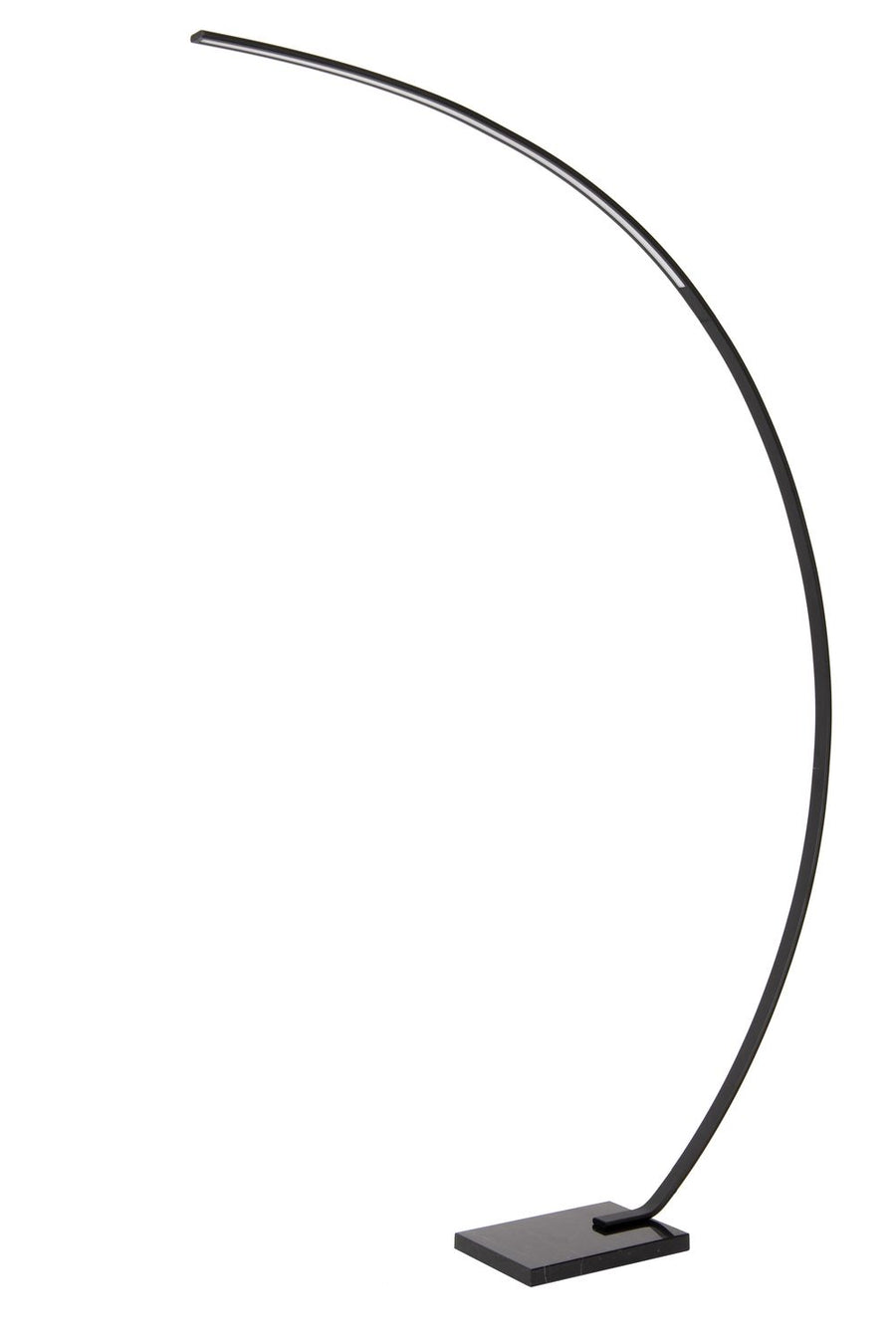 Silhouette entière du lampadaire, courbe régulière et diffuseur LED allumé