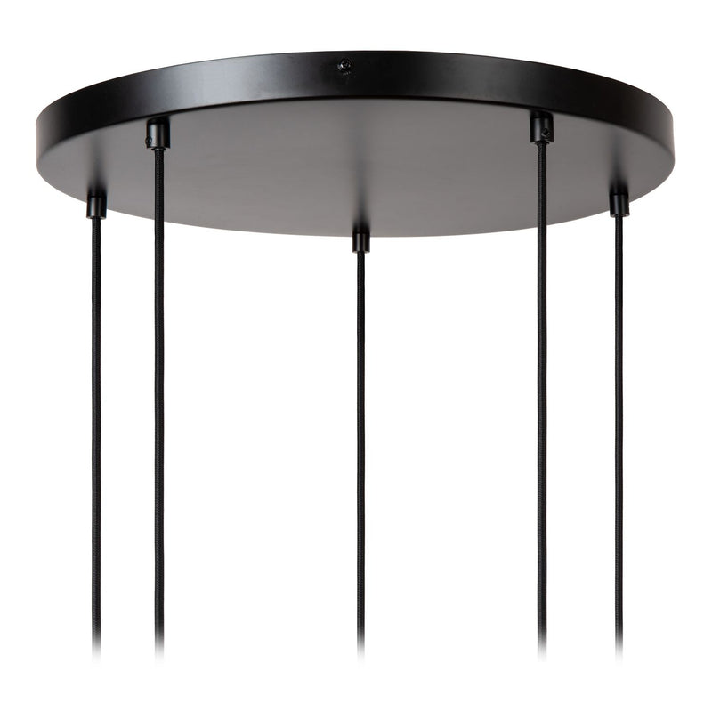 Suspension Ilona 5 lumières noire, verre