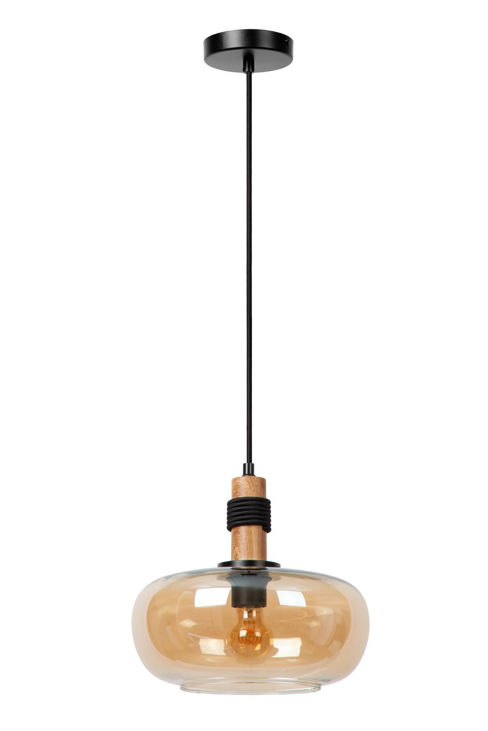Suspension Ilona ambrée et noire, verre (45408/30/62)