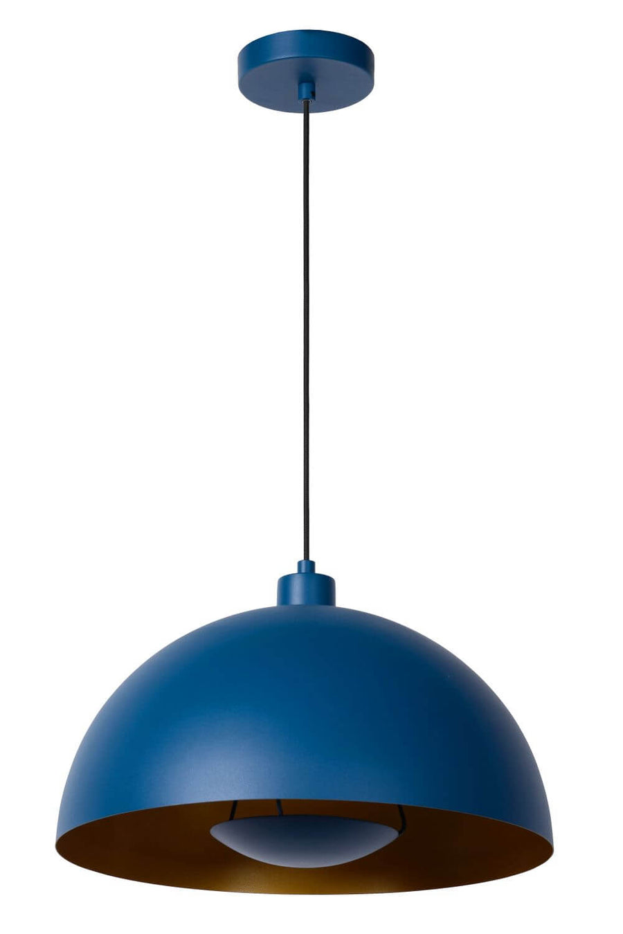 Second angle produit montrant l'abat-jour bleu mat et l'intérieur doré