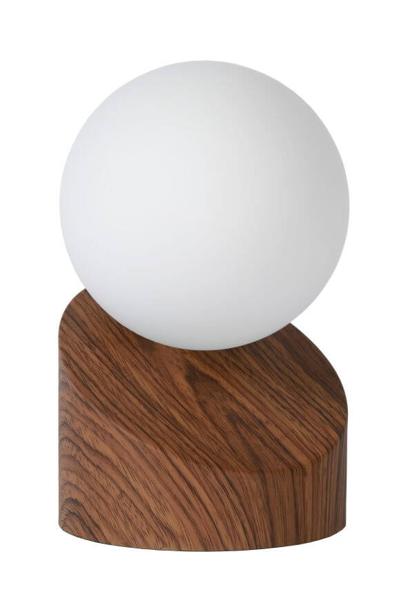 Lampe à poser LEN bois et opale, verre