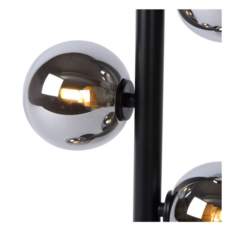 Lampe à poser Tycho 2 lumières noire et fumée, verre