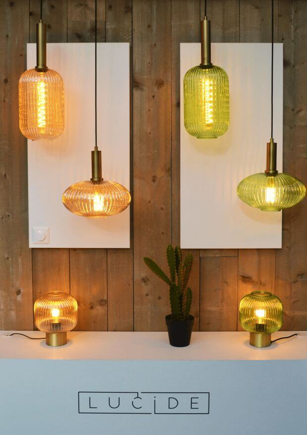 Lampe à poser Maloto verte et dorée mat, verre
