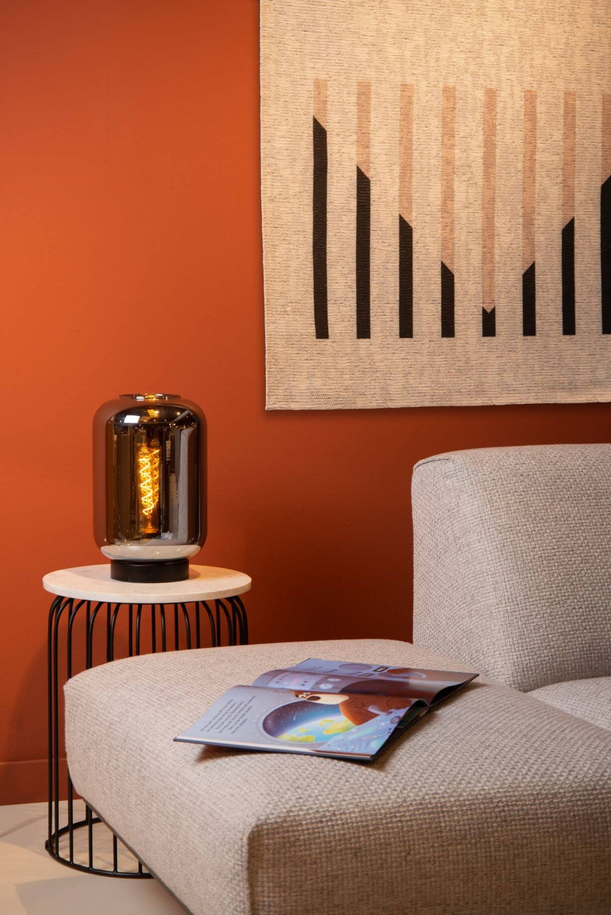 Lampe à poser Joanet fumée et grise, verre