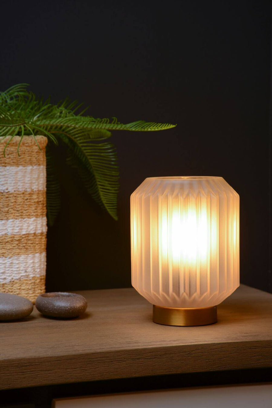 Lampe à poser Sueno blanche et dorée mat, verre