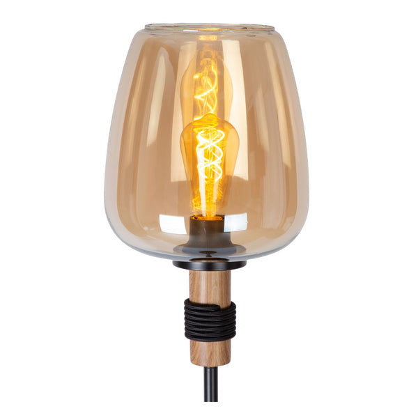Lampadaire Ilona ambré et noir, verre