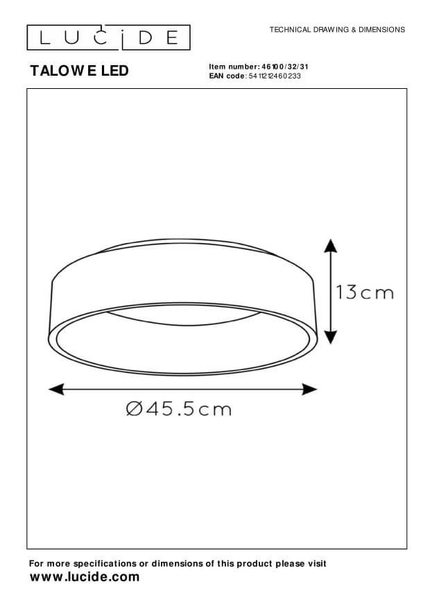 Plafonnier Talowe blanc, Ø 45,5 cm