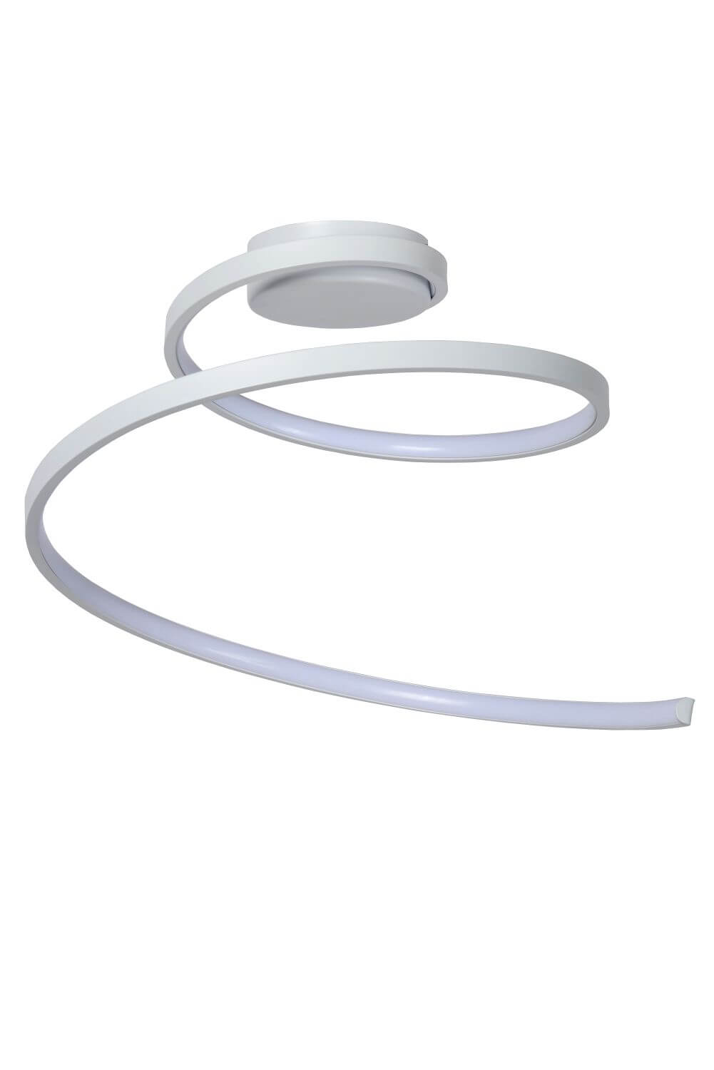 Vue plongeante montrant le disque de fixation blanc et la spirale complète