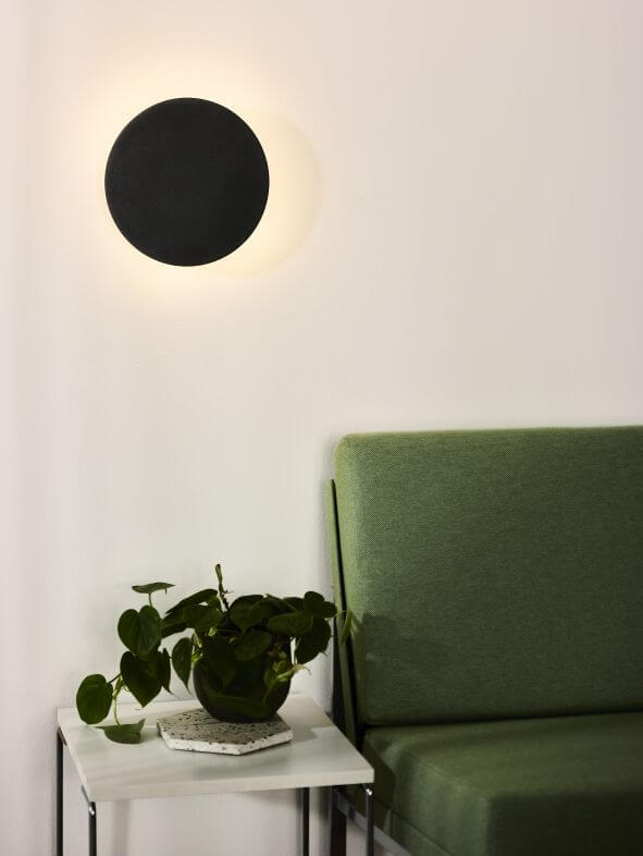 Applique murale Eklyps noire, Ø 25 cm