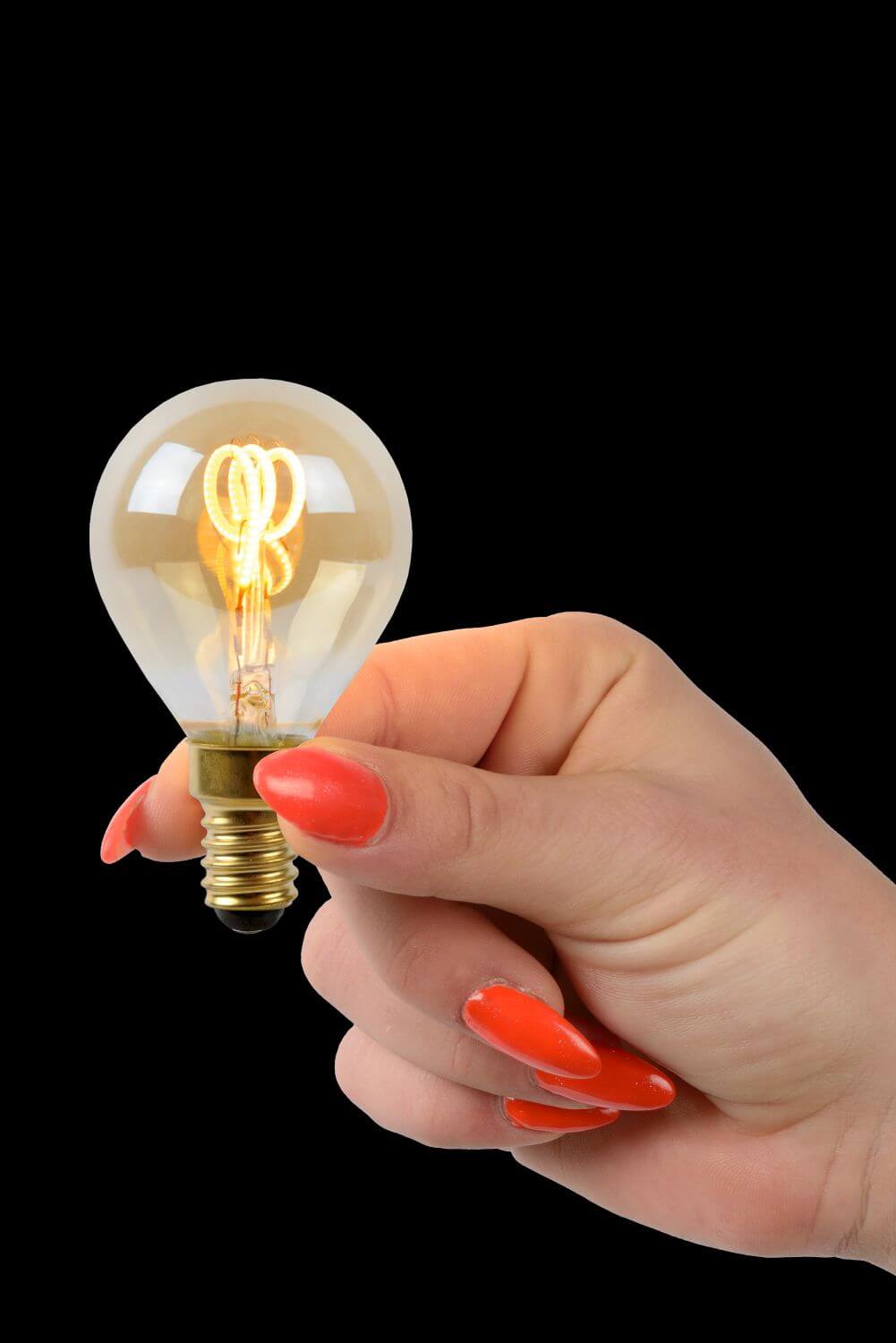 Ampoule LED E14 sphérique à filament ambrée, 3 W | Lucide