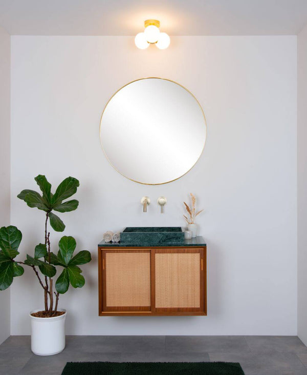 Plafonnier Trudy 3 lumières doré mat et opale, verre