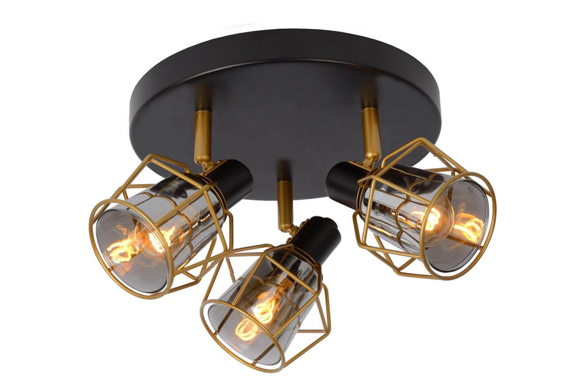 Plafonnier Nila 3 lumières noir et fumé