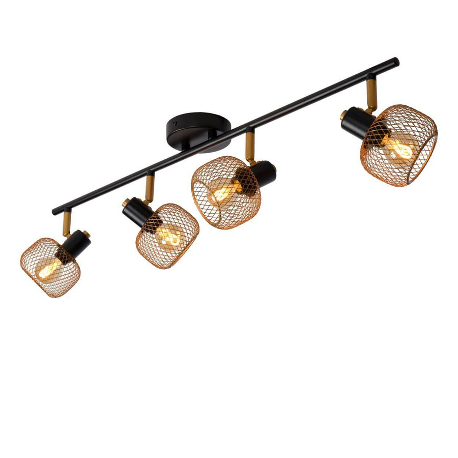 Plafonnier Maren 4 lumières doré mat et noir
