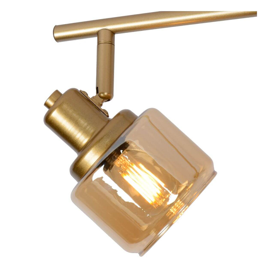 Plafonnier Bjorn 4 lumières doré mat, verre