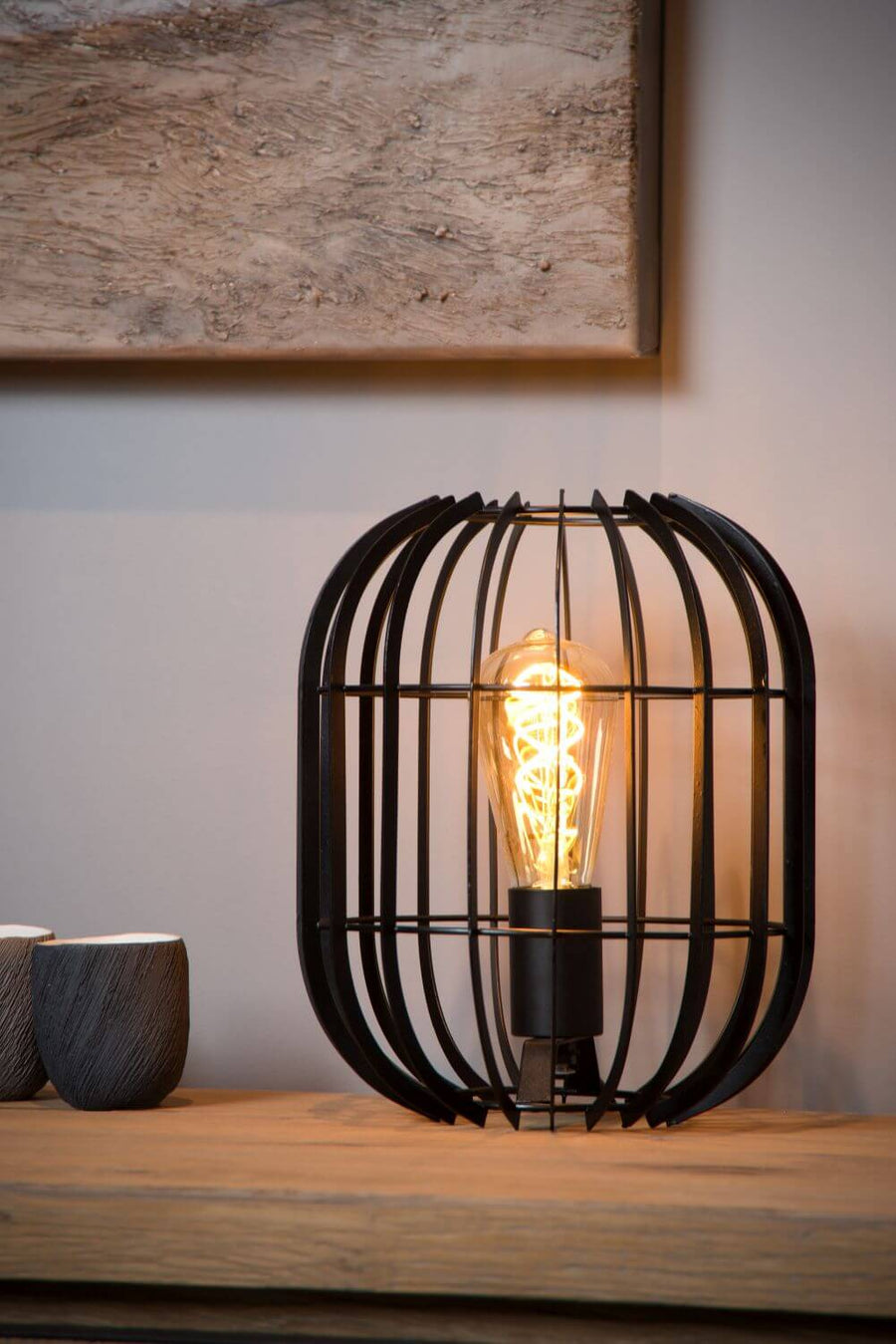Lampe à poser Reda noire, H 26 cm