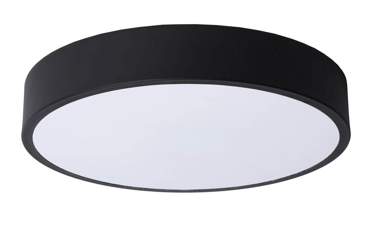 Plafonnier Unar noir et opale, Ø 30 cm