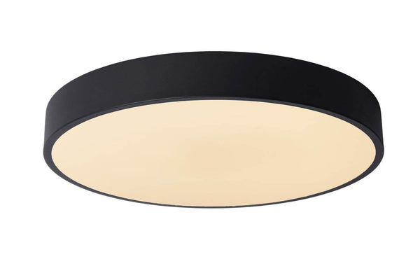 Plafonnier Unar noir et opale, Ø 39,5 cm