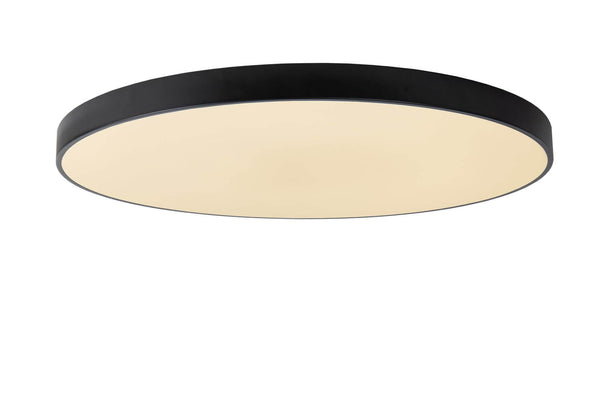 Plafonnier Unar noir et opale, Ø 80 cm