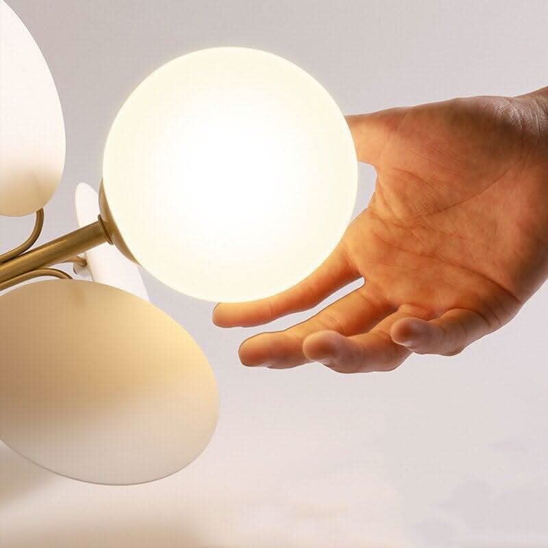 Lustre Fleurs Boule | Luminéa Flore - Designix Lustre Blanc | 1 Lampe Blanc Chaud (3000K)
