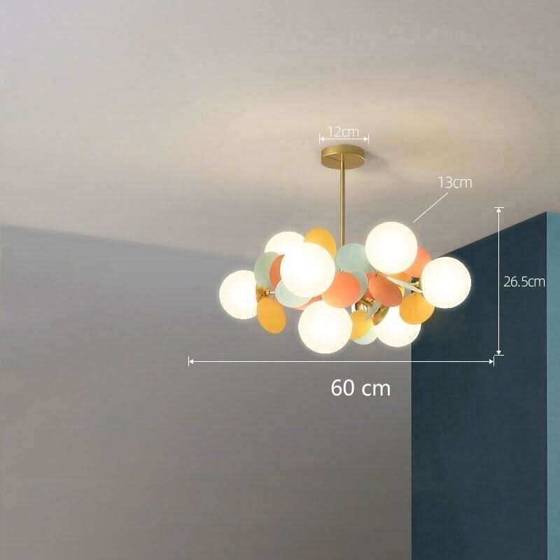 Lustre Fleurs Boule | Luminéa Flore - Designix Lustre Multicolore | 8 Lampes Blanc Chaud (3000K)