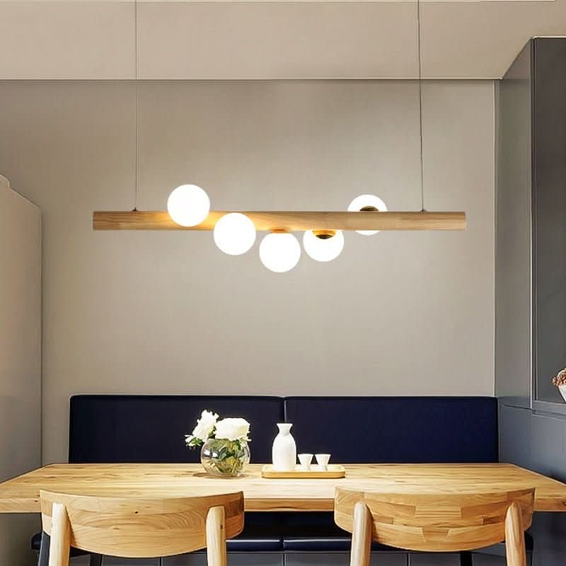 Lustre Salon Bois | Xala - Designix Lustre Bambou Bambou 5 Têtes