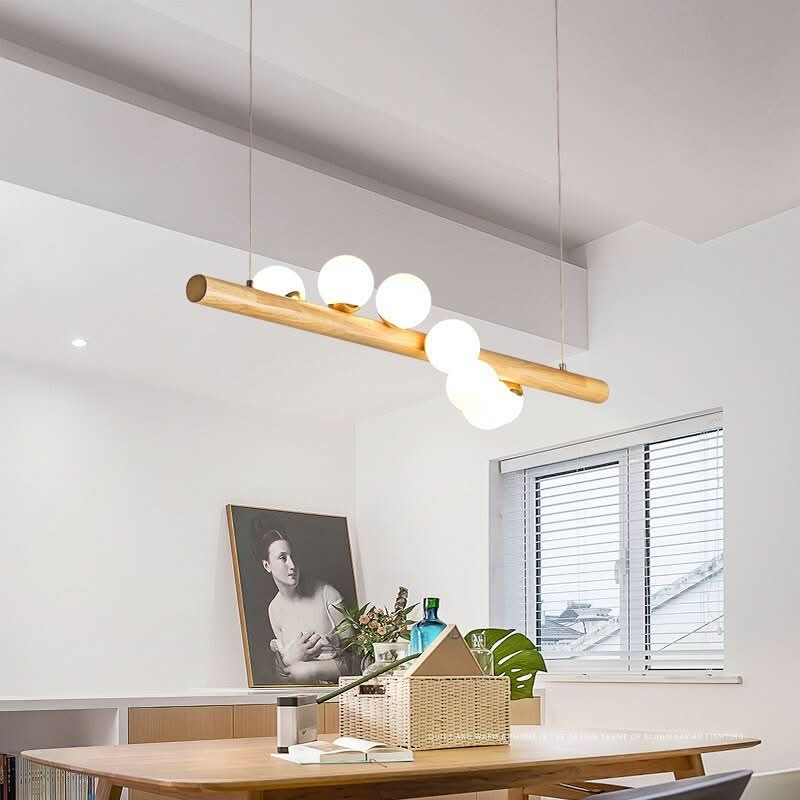 Lustre Salon Bois | Xala - Designix Lustre Bambou Bambou 7 Têtes