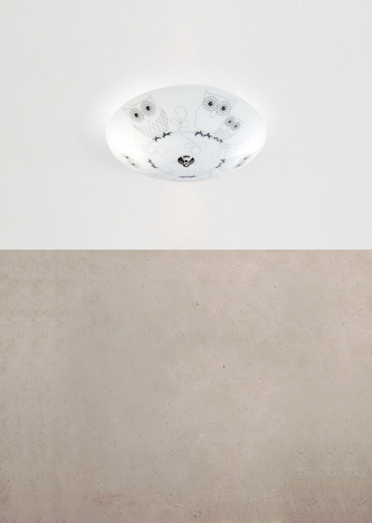 Plafonnier Ugglarp 2 lumières en verre blanc et noir 39 cm