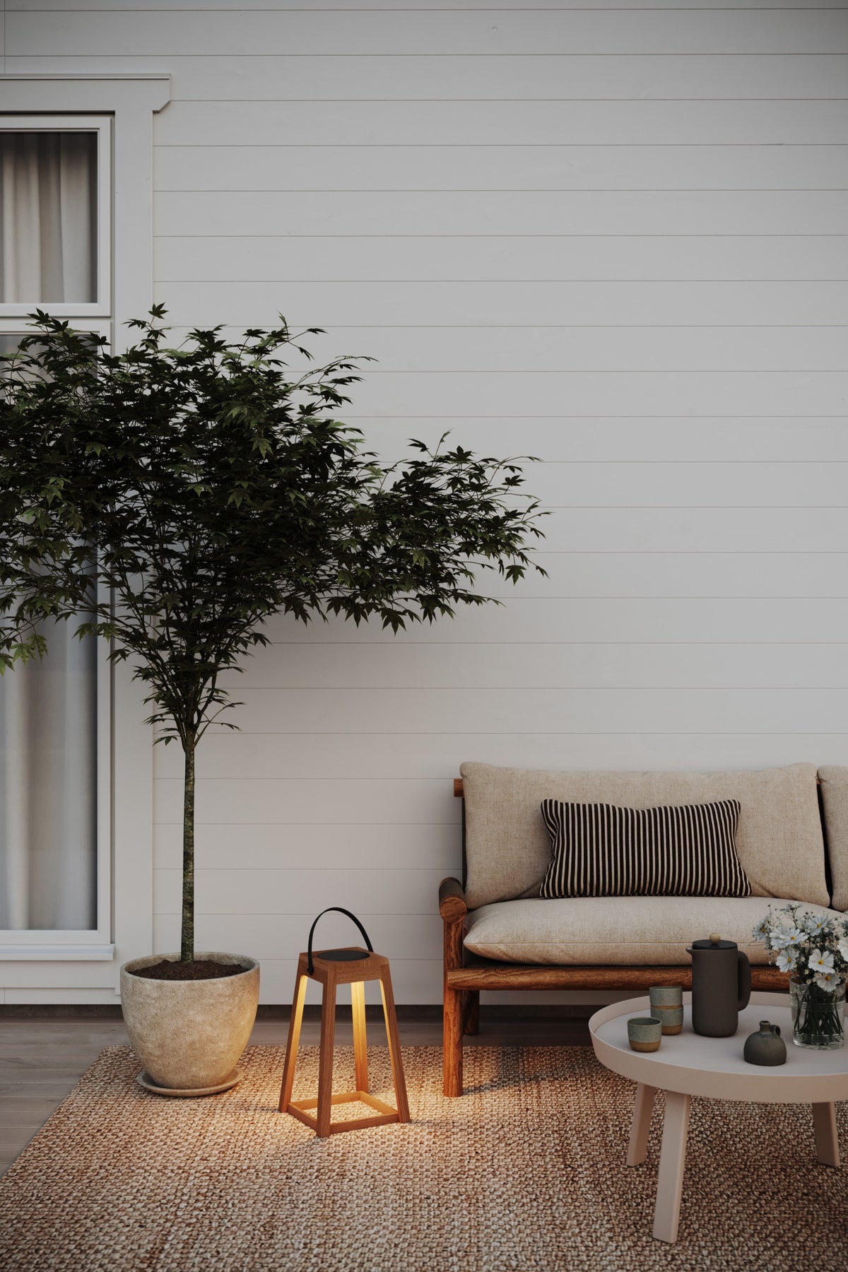 Lanterne solaire Nordic en chêne IP44