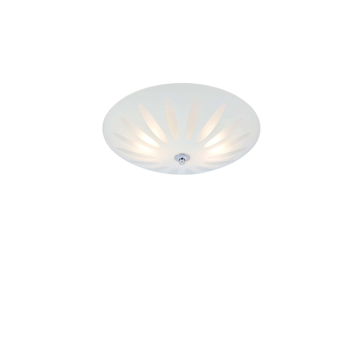 Plafonnier Petal 2 lumières en verre blanc et chromé