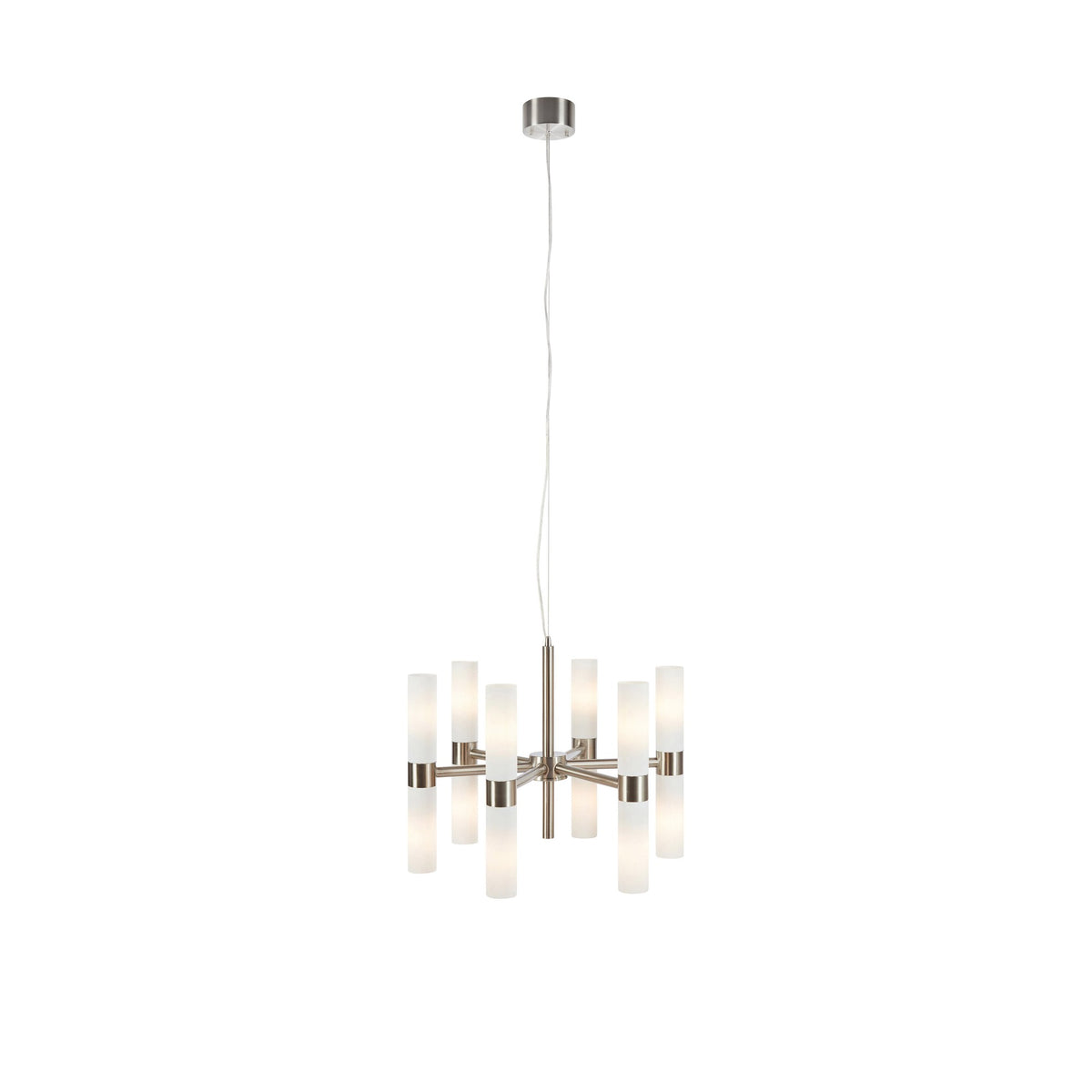 Lustre Elara 12 lumières en acier et verre blanc