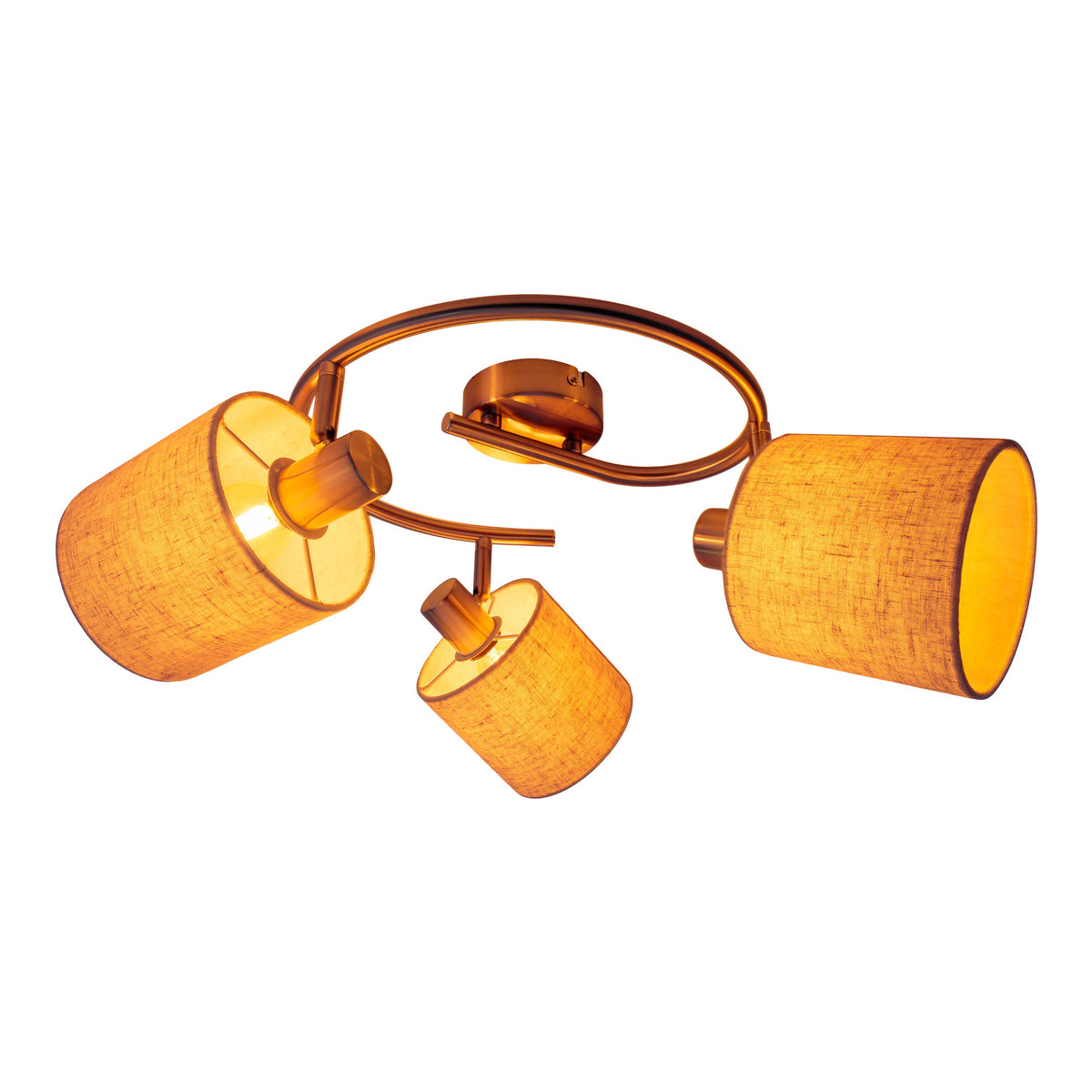Plafonnier Maron bois, tissu, Ø 52 cm