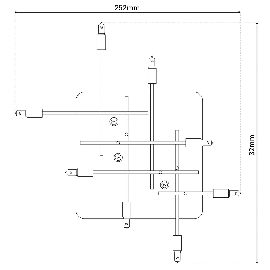 Plafonnier Ancona laiton, L 51 cm