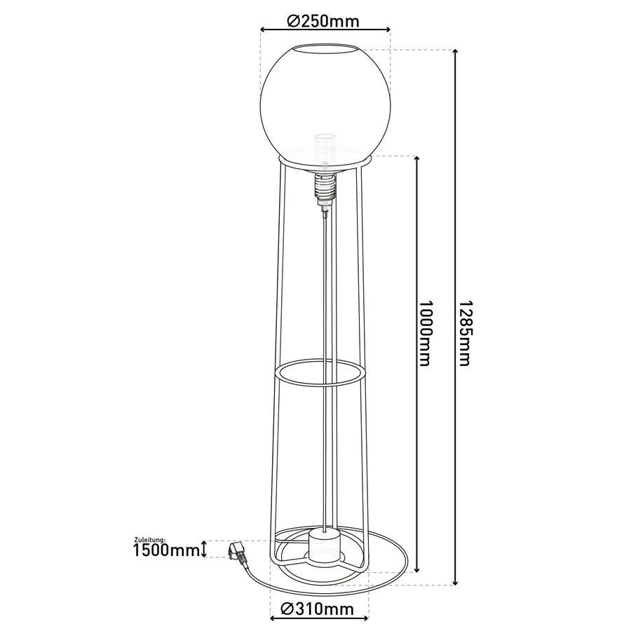 Lampadaire Stelo noir, verre