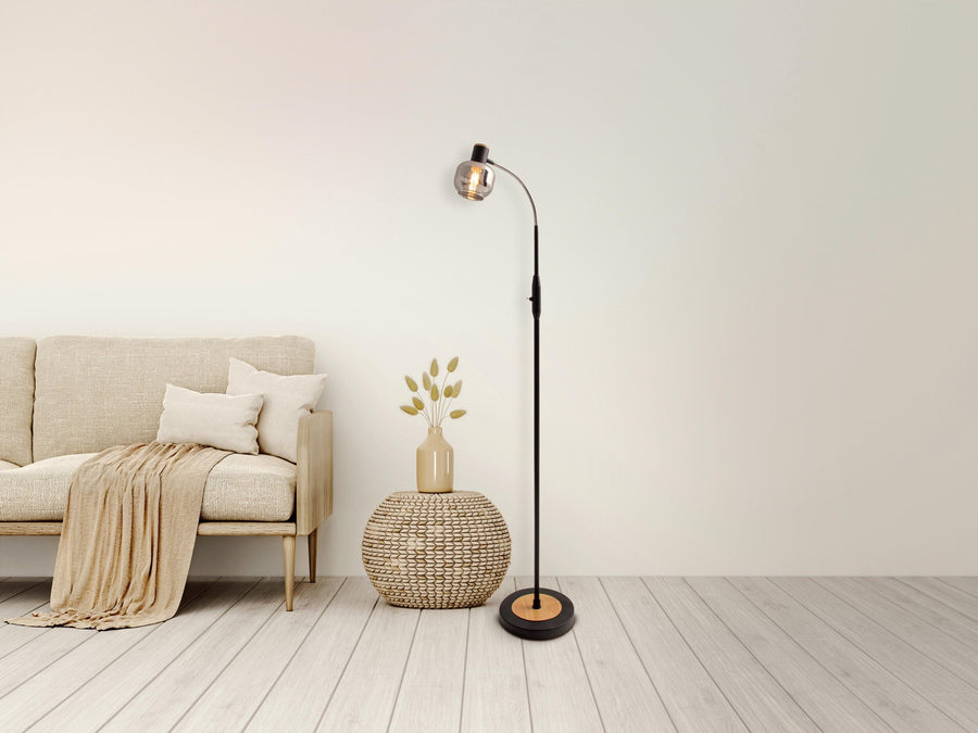 Lampadaire Fumoso noir, verre