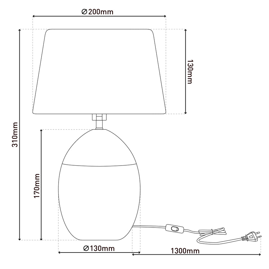 Lampe à poser Talia blanche et beige, tissu