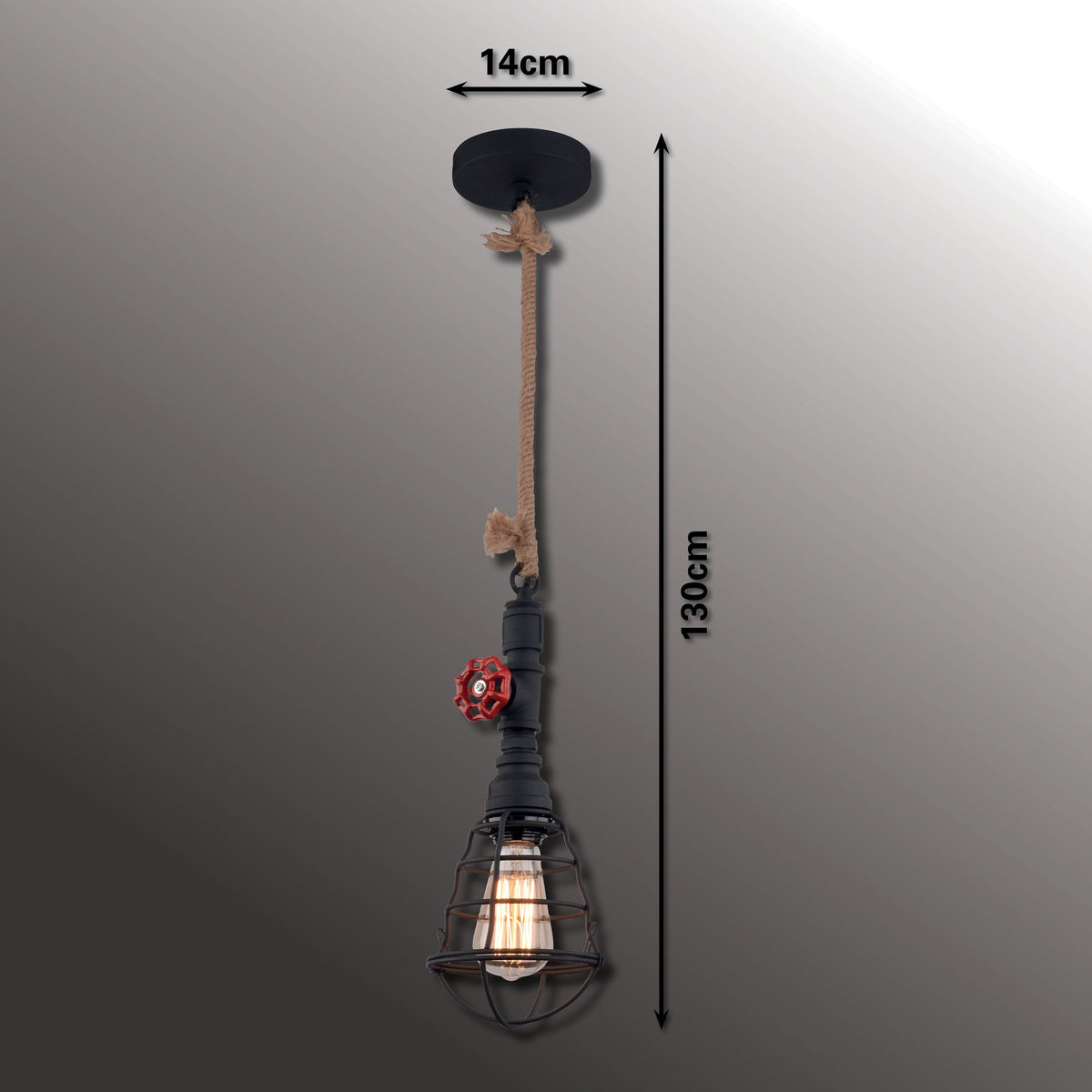 Suspension Regia noire, H 130 cm
