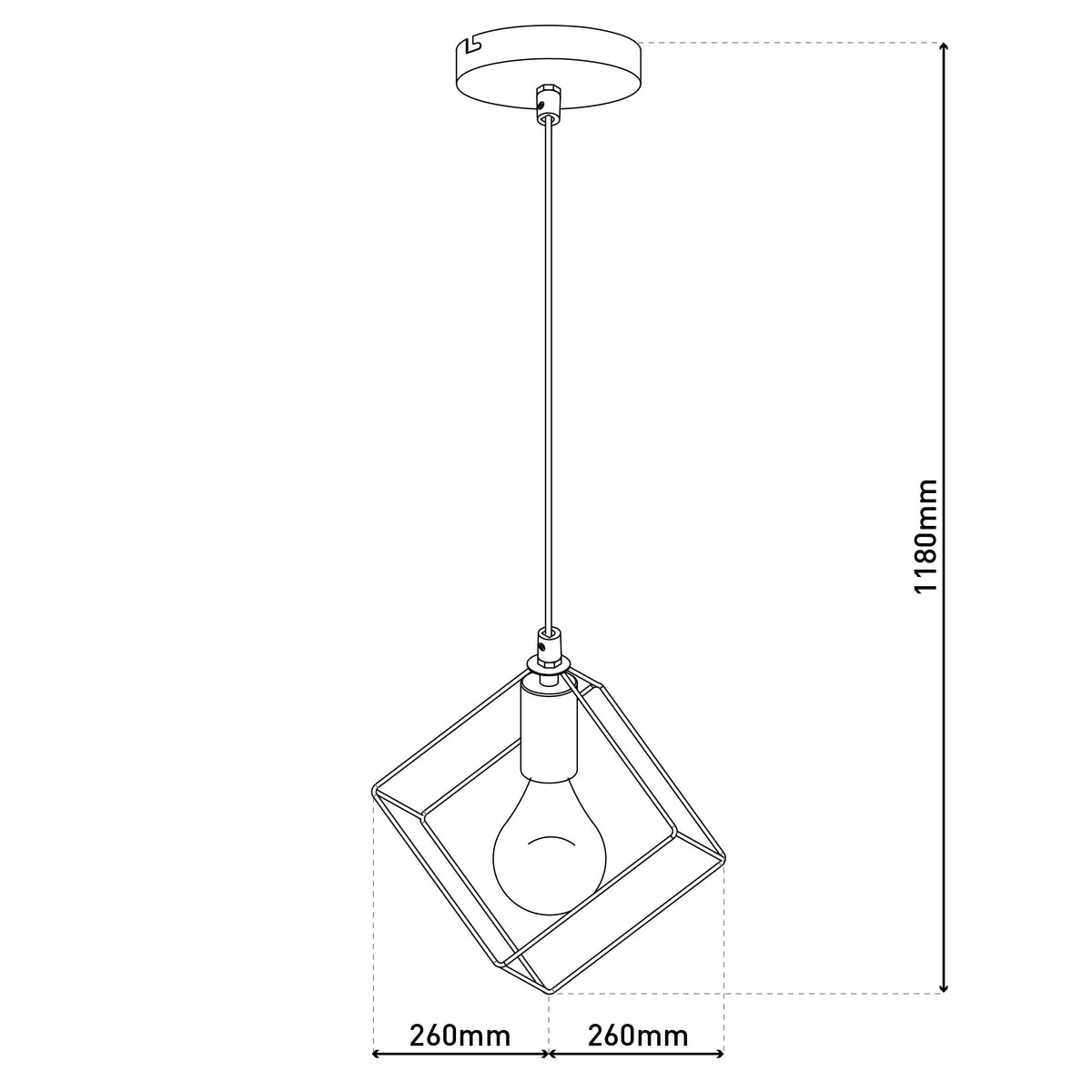 Suspension Canto noire, H 118 cm