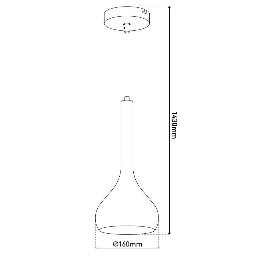Suspension Vaso anthracite, verre, H 43 cm