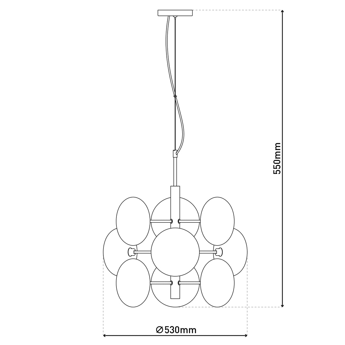 Suspension Orion anthracite, verre