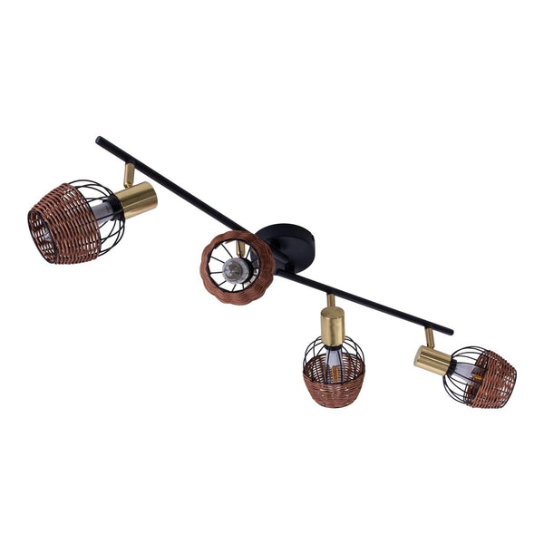 Plafonnier Corbis noir, rotin, L 78 cm